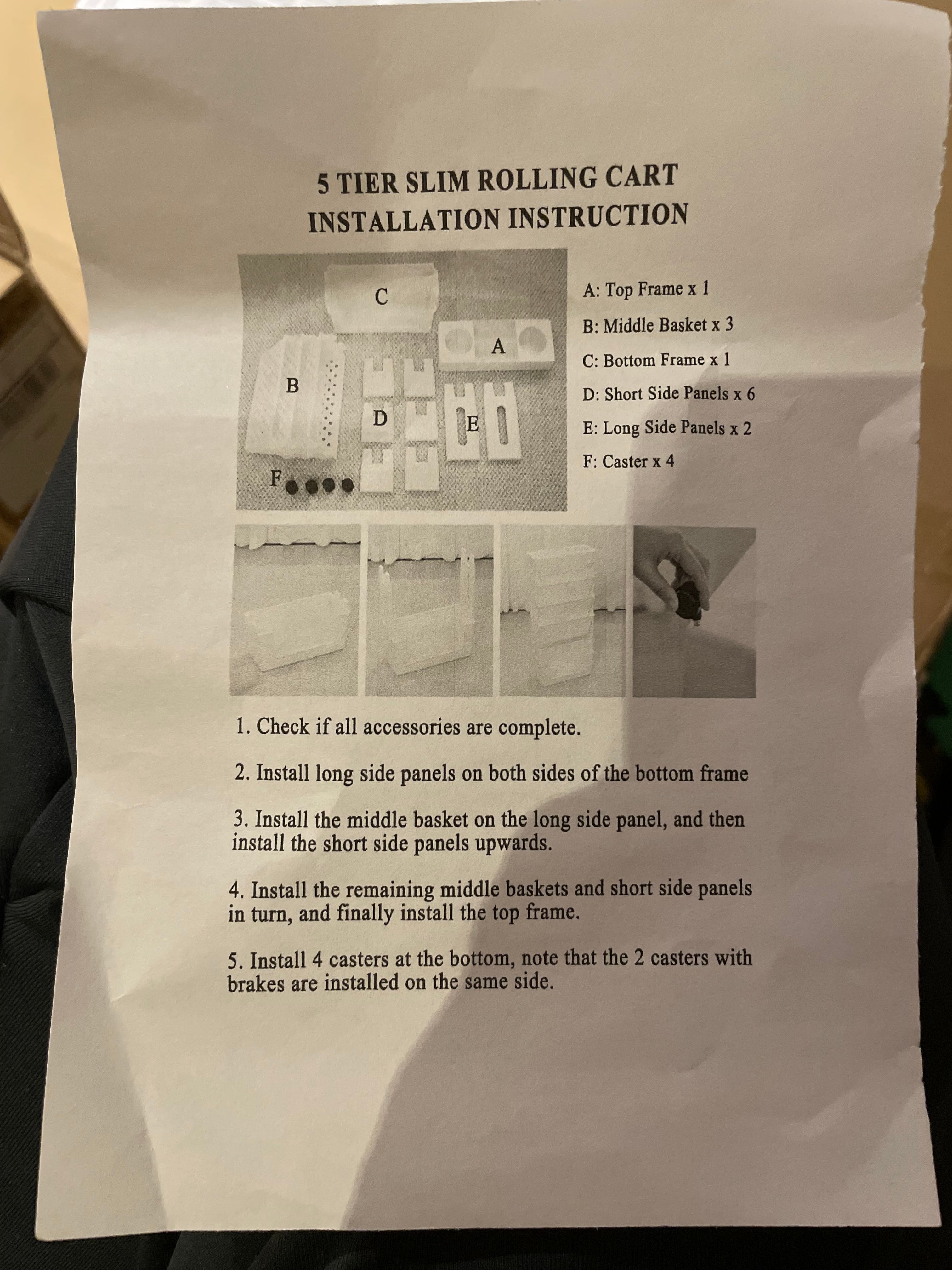 5-Tier Slim Rolling Book Cart/Shelf