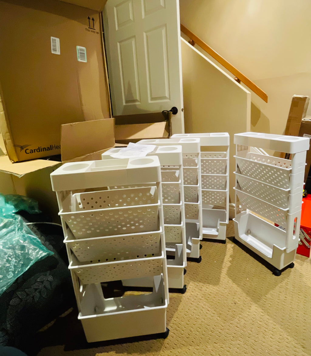 5-Tier Slim Rolling Book Cart/Shelf