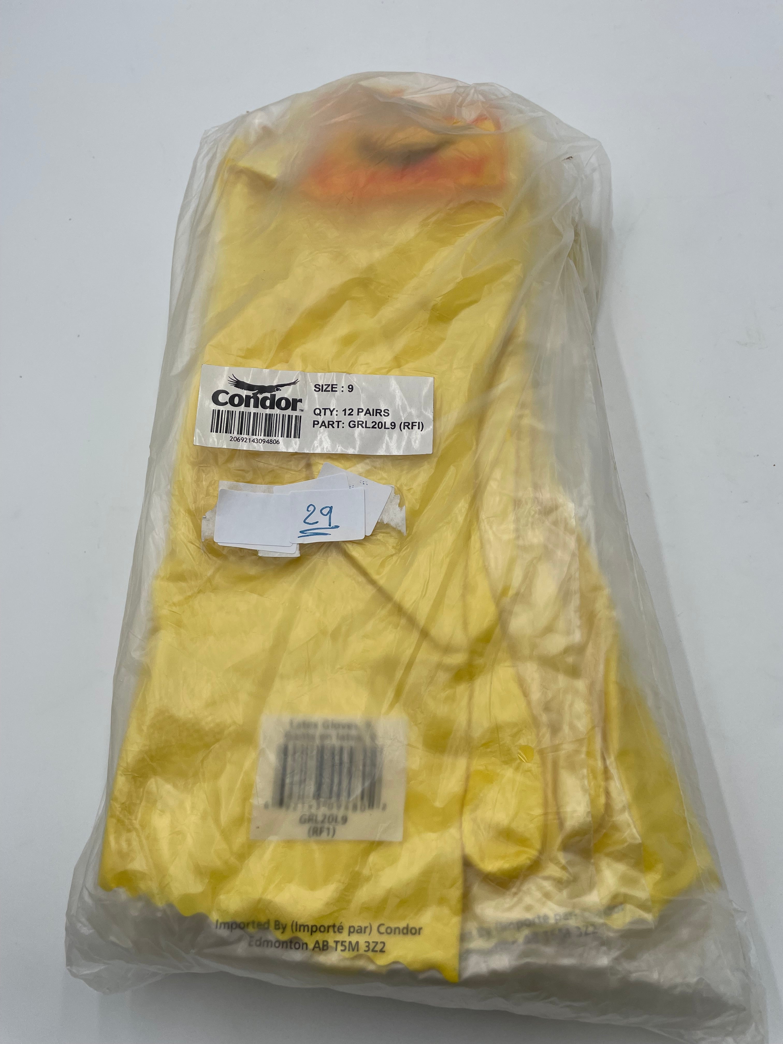 🧤 Condor Yellow Latex Gloves - Size 9 (12 Pairs) 🧤