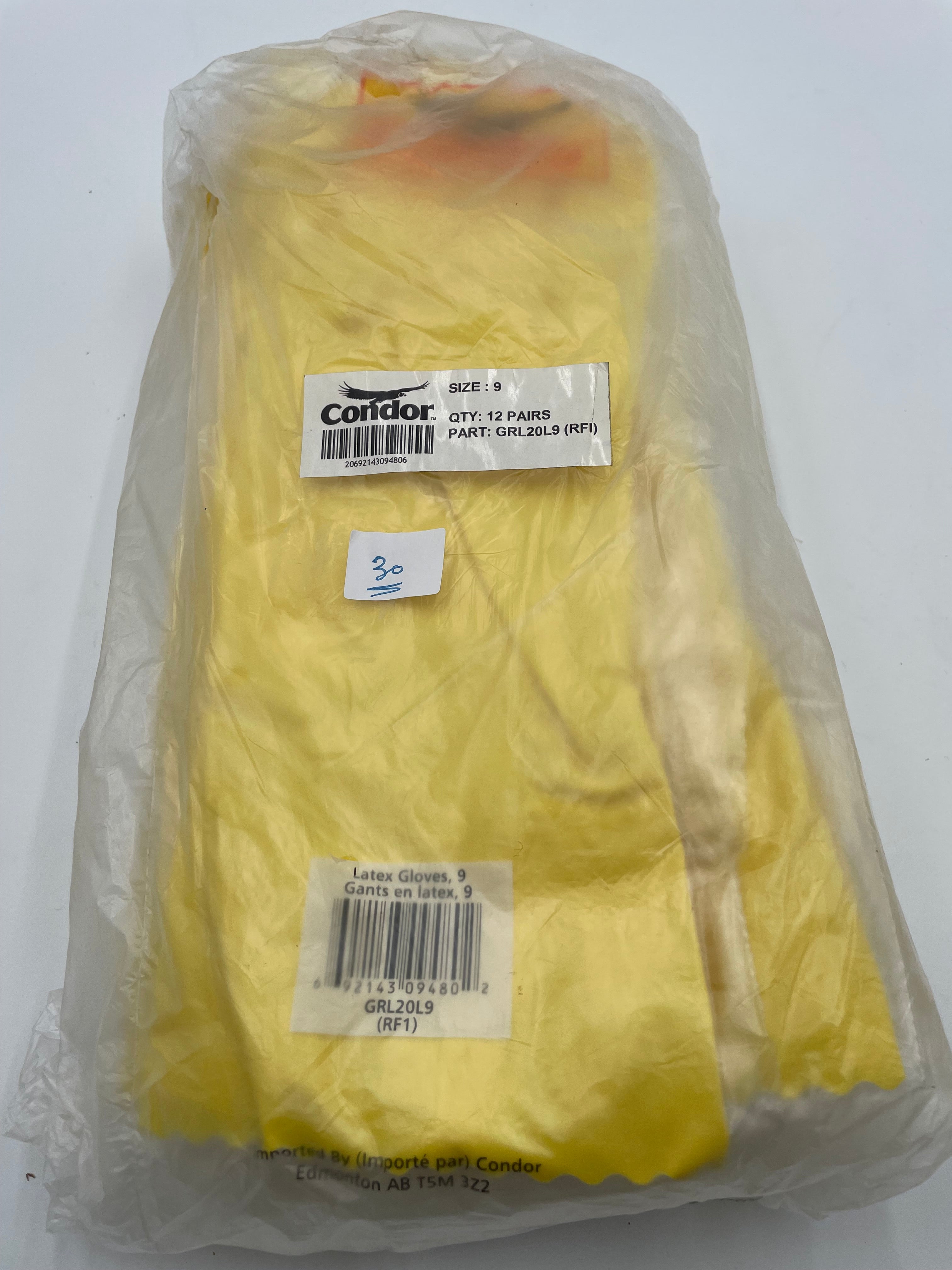 🧤 Condor Yellow Latex Gloves - Size 9 (12 Pairs) 🧤