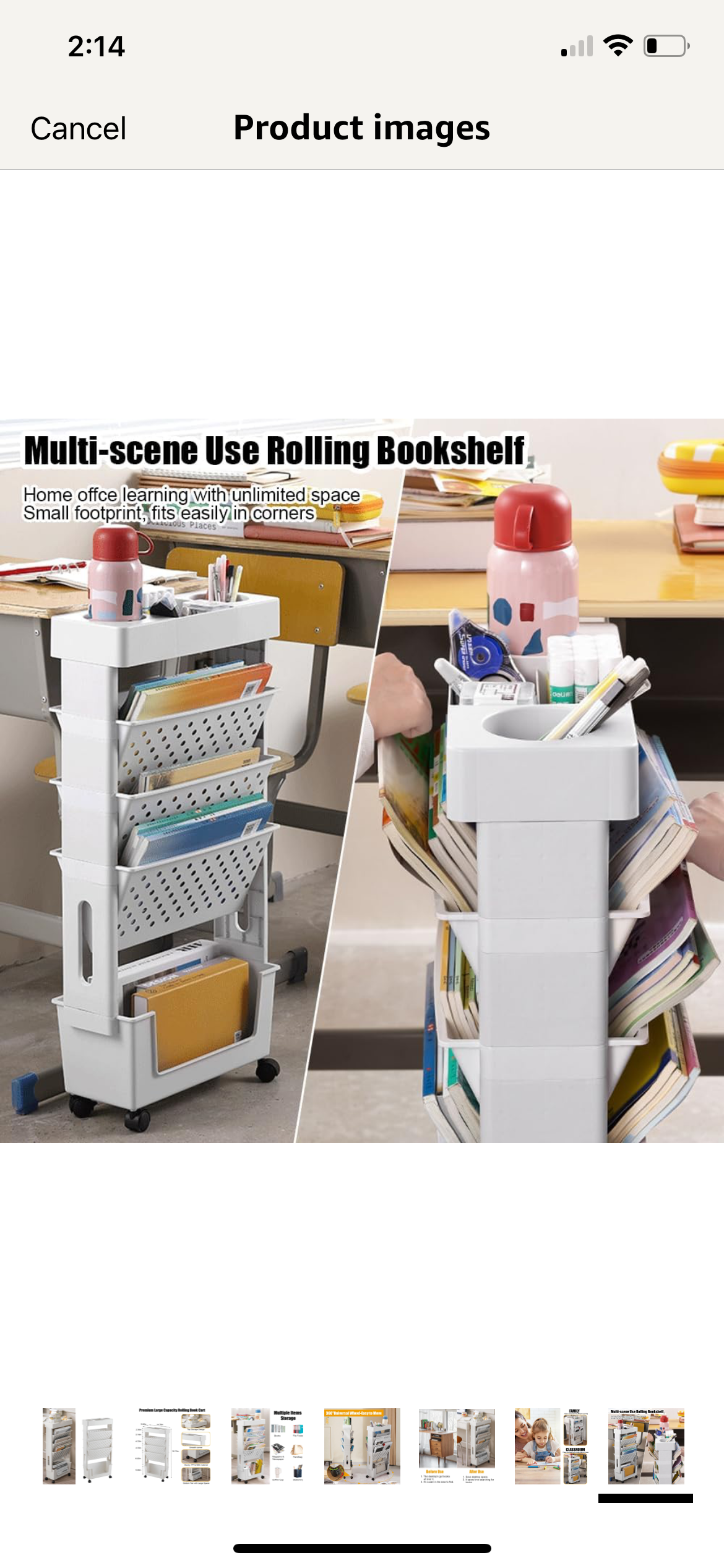 5-Tier Slim Rolling Book Cart/Shelf